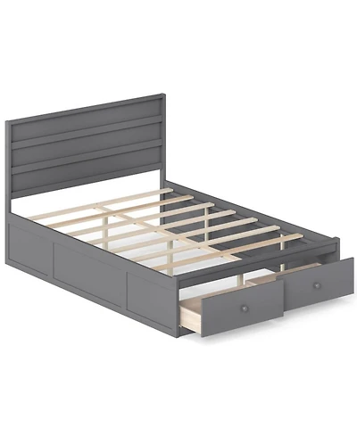 Sugift Full Size Wooden Platform Bed Frame with 2 Storage Drawers