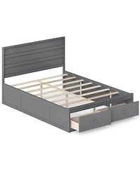 Sugift Full Size Wooden Platform Bed Frame with 2 Storage Drawers