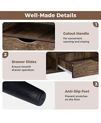 Sugift Rectangle Coffee Table with Storage Drawer and Open Shelves
