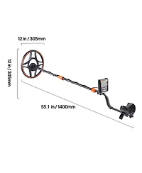 Sugift 12inches Professional High Accuracy Gold Metal Detector With IP68 Waterproof Coil 6 Modes Headphones