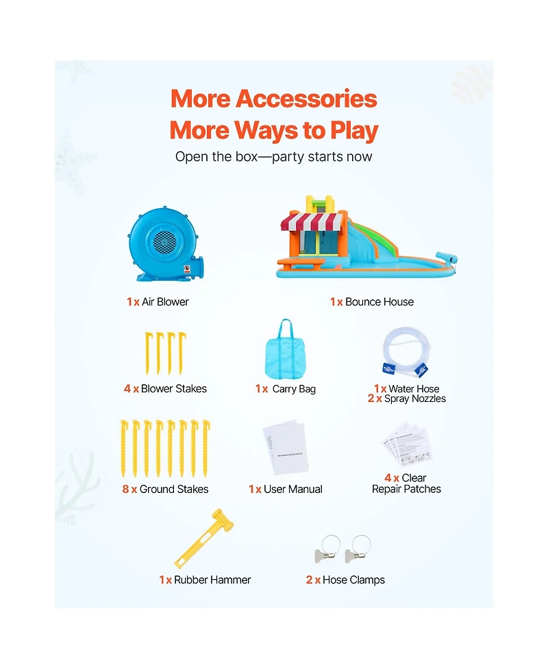 Sugift 14.9 x 12.8 x 7.8 ft Inflatable Water Slide Bounce House, For 3 to 4 Kids, Ages 3-8