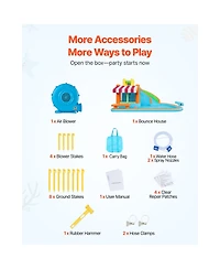 Sugift 14.9 x 12.8 x 7.8 ft Inflatable Water Slide Bounce House, For 3 to 4 Kids, Ages 3-8