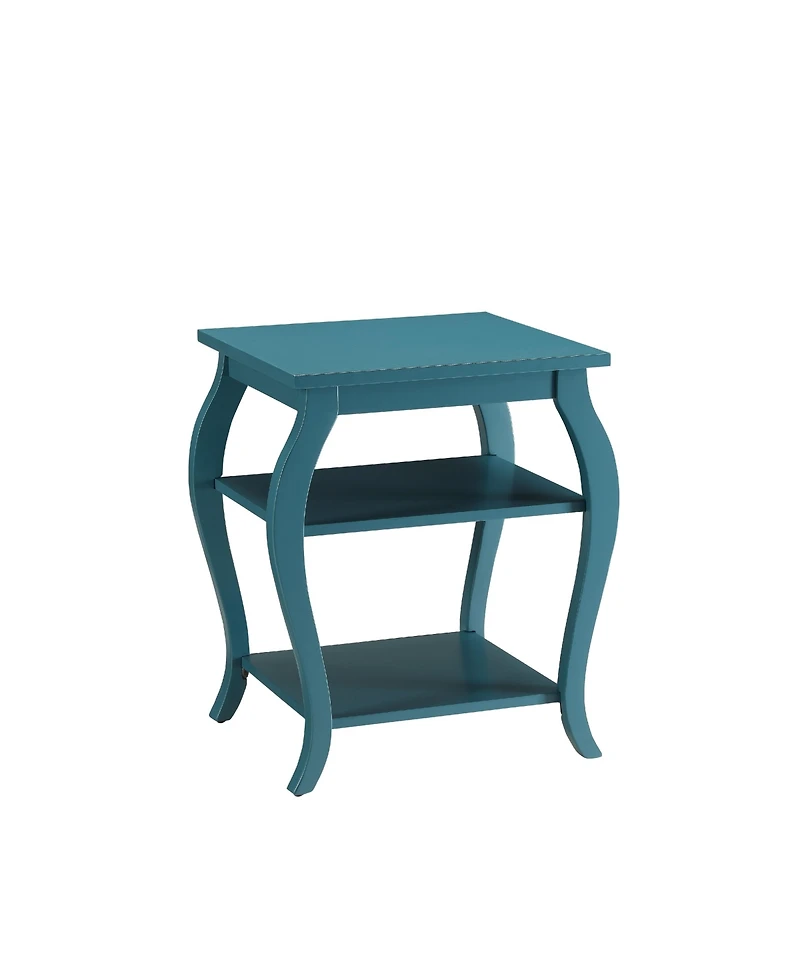 Flynama 2-Tier Open Storage Accent Table with Solid Wood Cabriole Leg