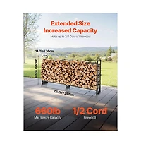 Slickblue 4feet Firewood Storage Rack with Waterproof Cover Powder Coated Metal