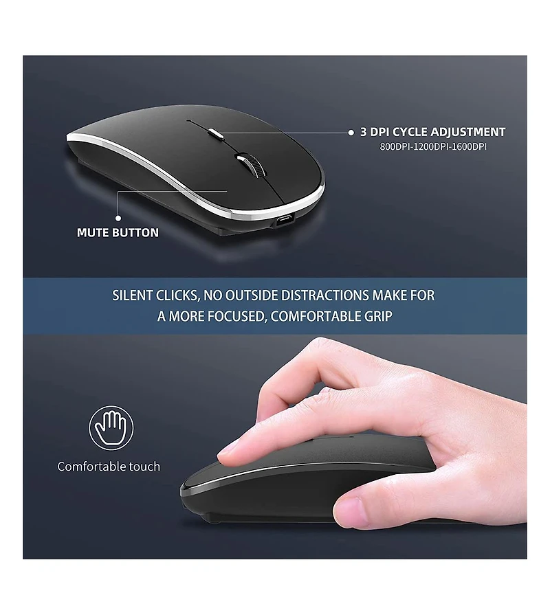 Lofree Rechargeable Wireless Quiet-Click Mouse for Pc/Mac