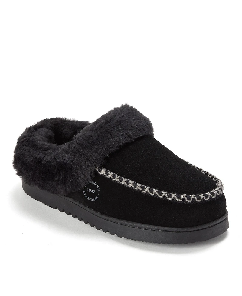 Dearfoams Women's Blaine Genuine Suede Clog Slippers