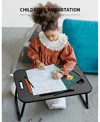 Gnuadz Laptop Bed Desk Foldable Lap Table Cup Holder Tablet Slot Lifting Handle Sofa Couch