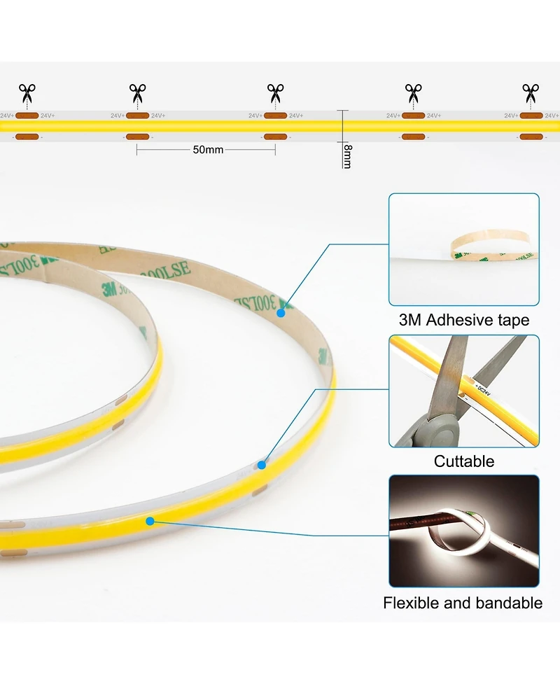 Lofree Cob Led Strip Light Dimmable Rf Remote Flexible String Light