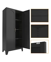 sumyeg 61" 2 Shapely Doors Cabinet Metal Storage with and Adjustable Shelves
