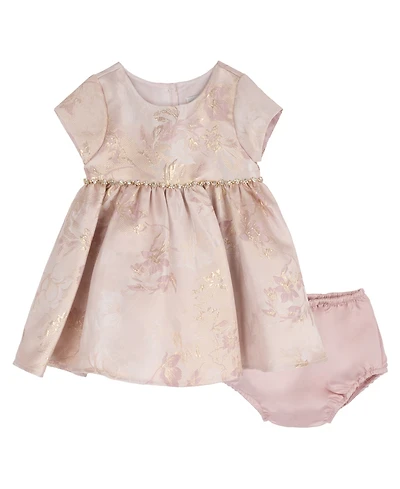 Rare Editions Baby Girls' Embroidered Brocade Dress with Bloomers