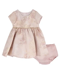 Rare Editions Baby Girls' Embroidered Brocade Dress with Bloomers