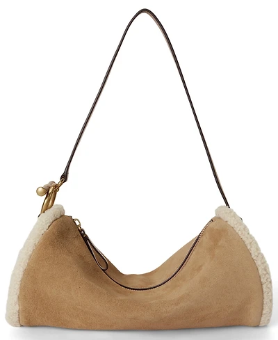 Lauren Ralph Lauren Shearling-Trim Small Blaike Barrel Bag