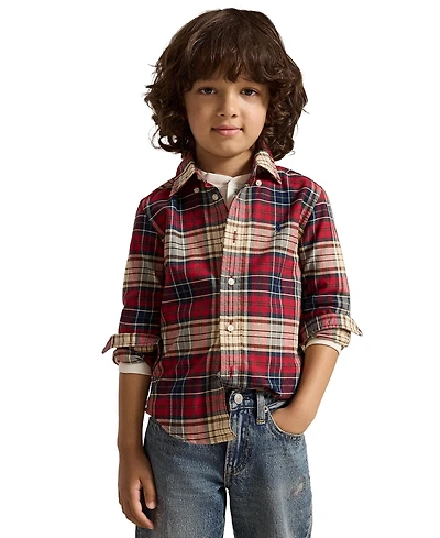 Polo Ralph Lauren Boys' 2T-7 Plaid Cotton Oxford Shirt