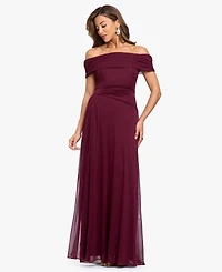 Xscape Women's Off-the-Shoulder Ruched Gown