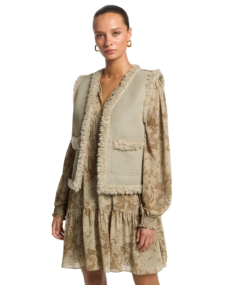 Michael Kors Women's Faux Shearling Sleeveless Vest