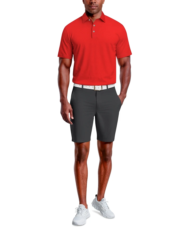 Pga Tour Men's Airflux Solid Mesh Short Sleeve Golf Polo Shirt