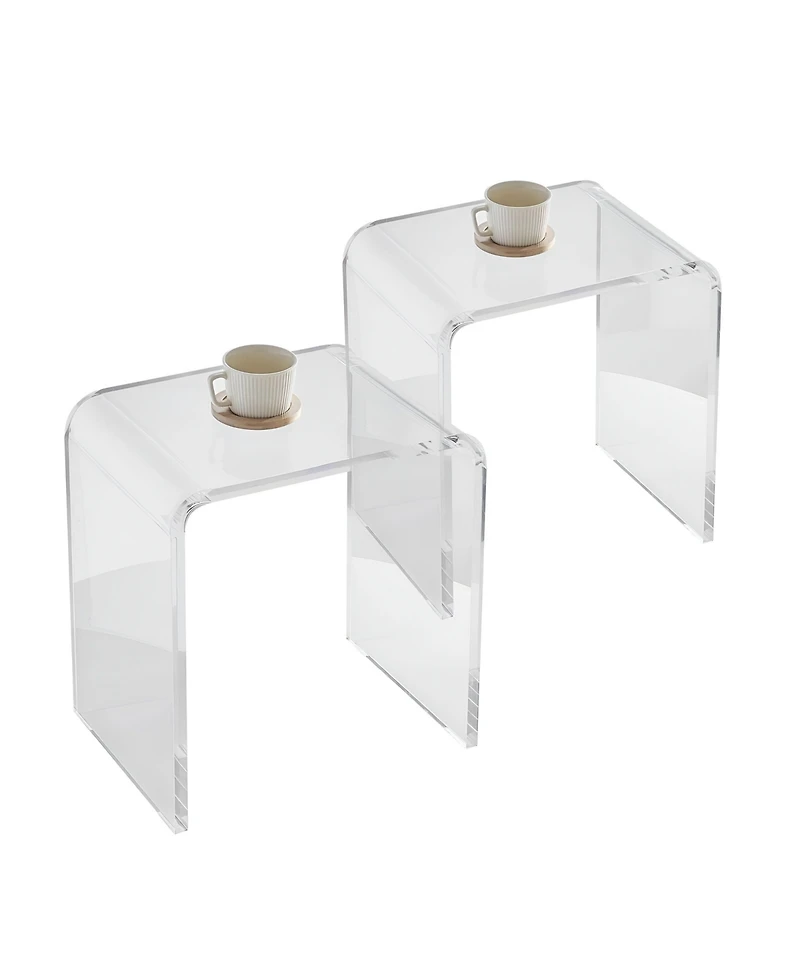 Slickblue Set of 2 Clear Acrylic C Shaped Side Tables for Living Room