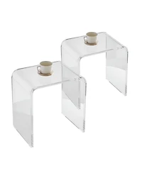 Slickblue Set of 2 Clear Acrylic C Shaped Side Tables for Living Room