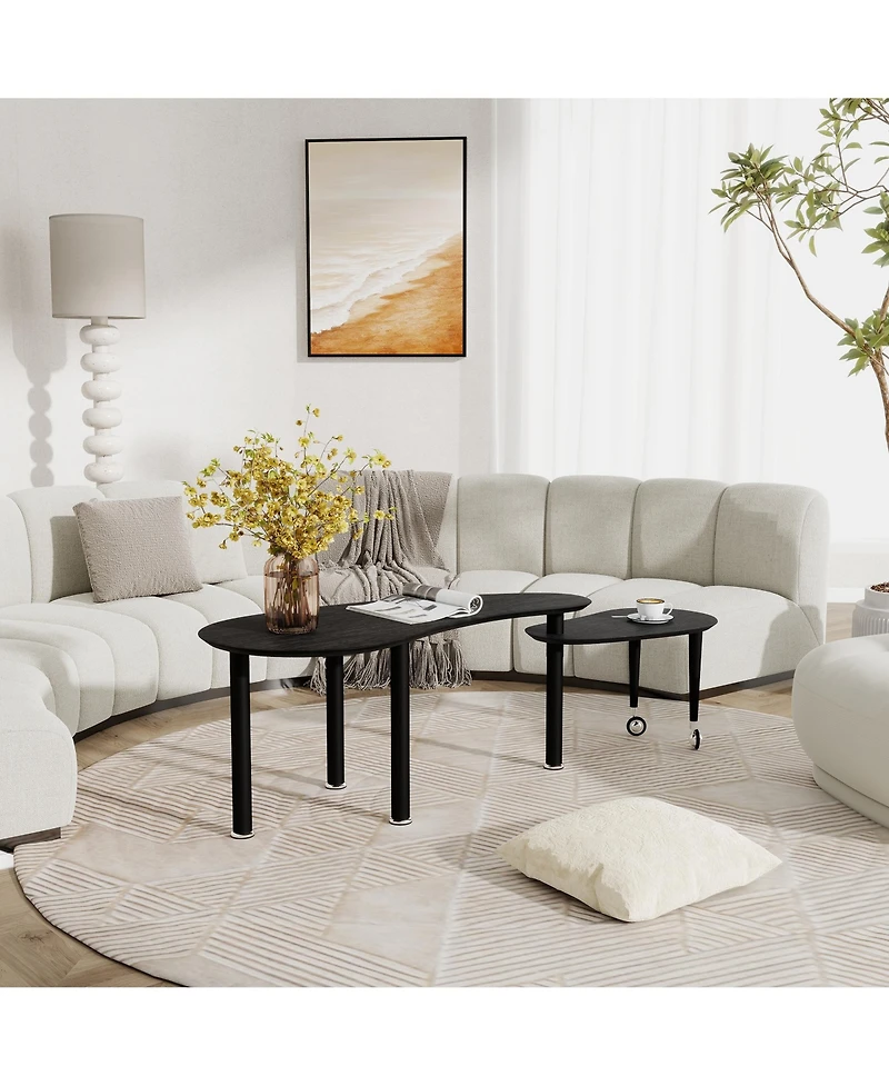 Flynama 360degree(s) Rotatable Coffee Table, Oak Veneer