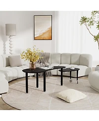 Flynama 360degree(s) Rotatable Coffee Table, Oak Veneer