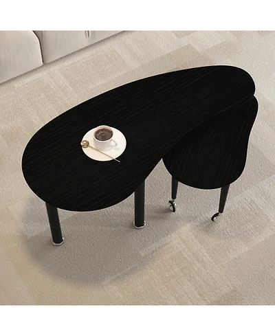 Flynama 360degree(s) Rotatable Coffee Table, Oak Veneer