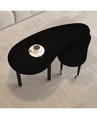 Flynama 360degree(s) Rotatable Coffee Table, Oak Veneer