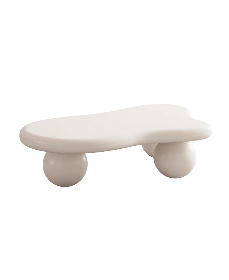 Flynama Cloud Shape Coffee Table Cream Mdf Ball Legs Modern Living Room Table