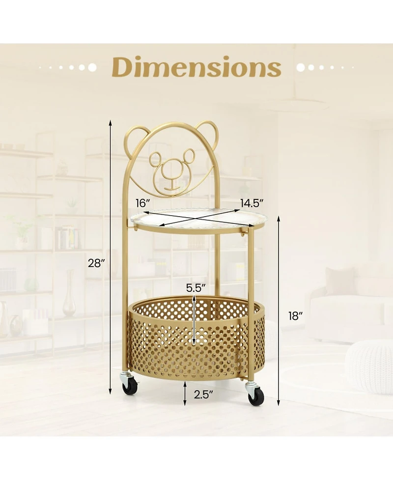 Gouun Modern Glass Sofa Side Table on Lockable Wheels with Storage