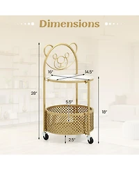 Gouun Modern Glass Sofa Side Table on Lockable Wheels with Storage
