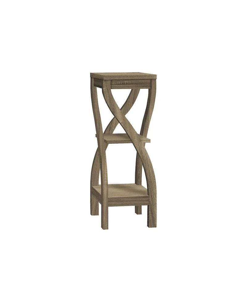Flynama 32 Inch 3-Tier Square Accent Table, Taupe Laminate