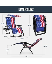 Best Choice Products Oversized Padded Zero Gravity Chair w/ Canopy Headrest Cup Holder Side Tray