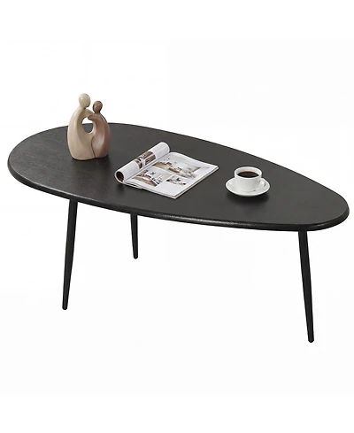 Costway Oval Coffee Table, Mid Century Center Table with Sturdy Metal Construction for Home