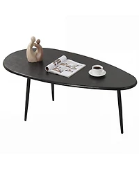 Costway Oval Coffee Table, Mid Century Center Table with Sturdy Metal Construction for Home