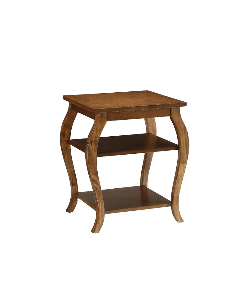 Flynama Square Accent Table 2 Tier Open Storage Cabriole Legs Design