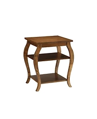 Flynama Square Accent Table 2 Tier Open Storage Cabriole Legs Design