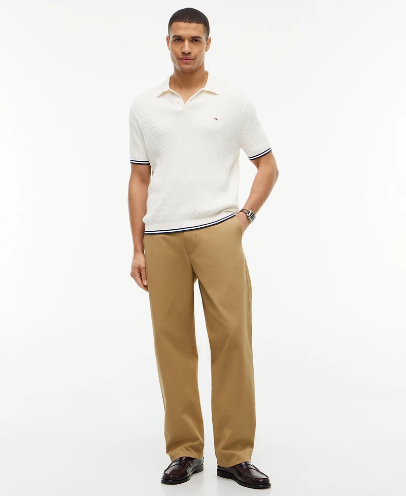 Tommy Hilfiger Men's Cable Knitted Short-Sleeve Polo Shirt