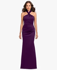 Betsy & Adam Women's Halter Ruched Gown