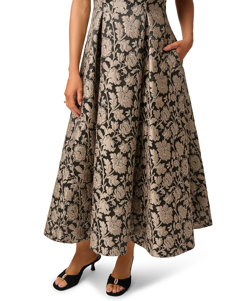 Adrianna Papell Women's Off-the-Shoulder Floral-Print Jacquard Midi Dress