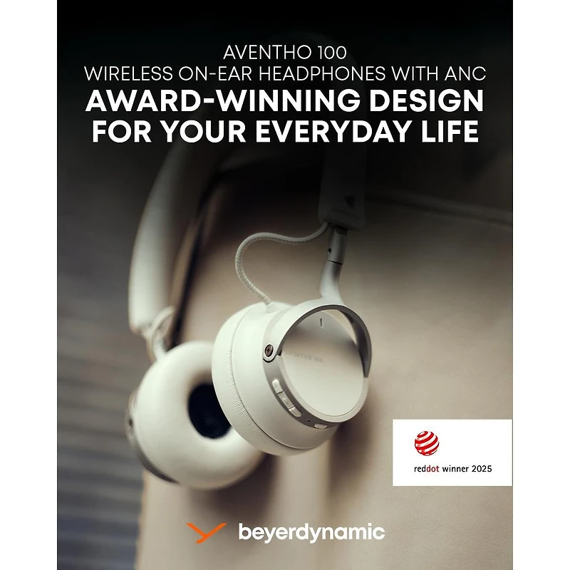 beyerdynamic Aventho 100 Wireless On-Ear Headphones with Anc, Bluetooth Multipoint, 60-Hour Battery Life, Foldable Design