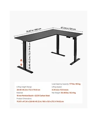 Slickblue Adjustable Height L Shaped Gaming Desk with Dual Hooks