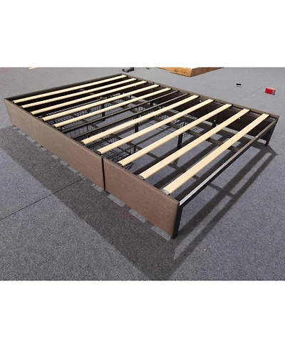 Gaomon Upholstered Metal Platform Bed Frame with Under-Basket Storage