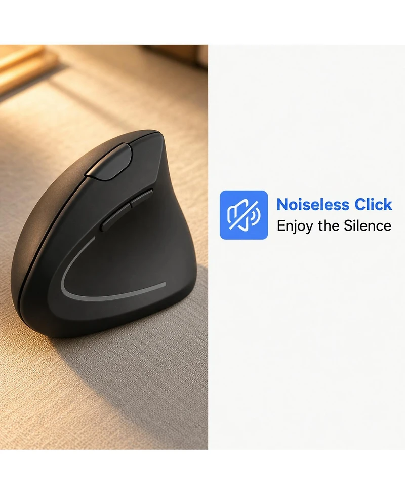 Lofree Vertical Ergonomic Wireless 4800 Dpi Adjustable Quiet-Click Mouse for Pc