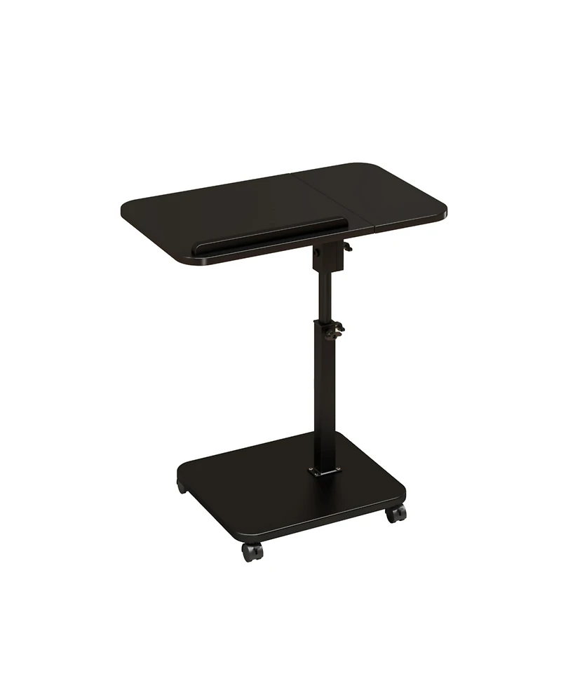 homfan Adjustable Height C-Shaped End Table with Wheels and 180degree(s) Swivel, Slide Under Sofa Tv Tray