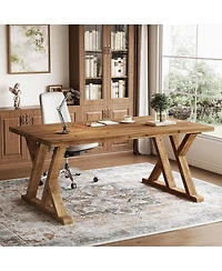 Tribesigns 63" Solid Wood Executive Desk,Computer Desk,Writing Table
