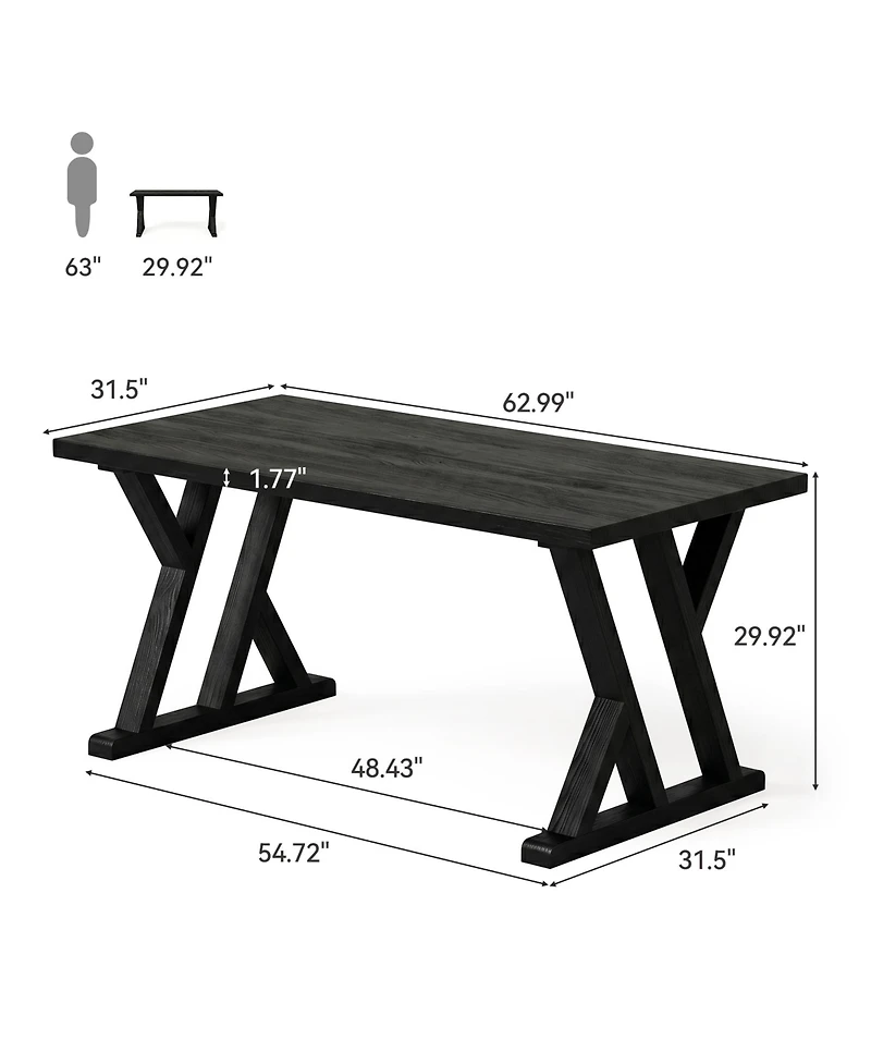 Tribesigns 63" Solid Wood Executive Desk,Computer Desk,Writing Table