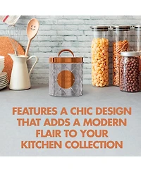 Amici Home Bristol Food Storage Metal Canister, For Kitchen & Household, Silver Copper, Small, 52 oz
