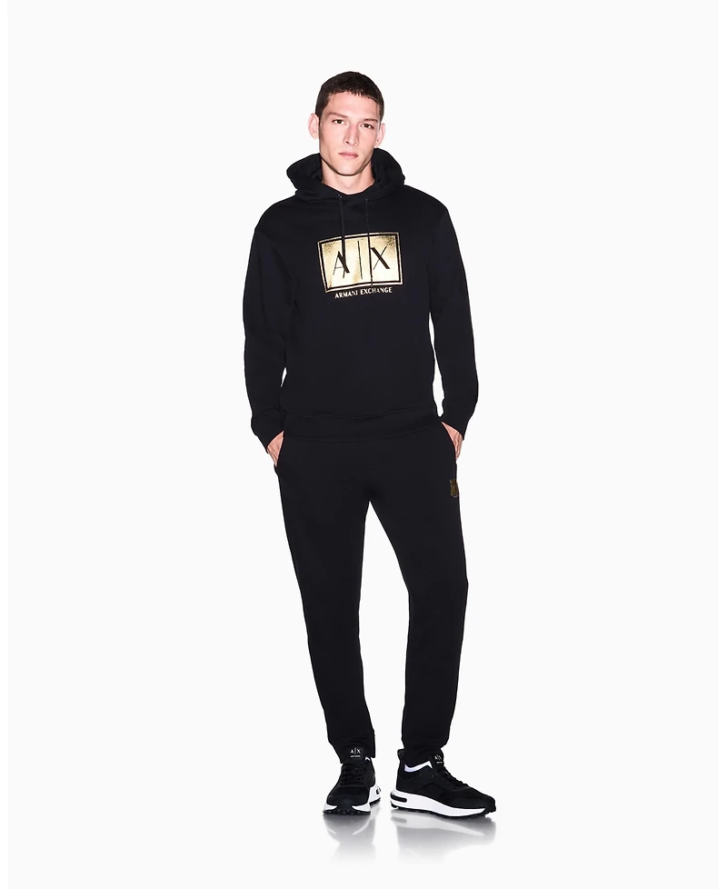 A|X Armani Exchange Men's Black And Gold Box Jogger