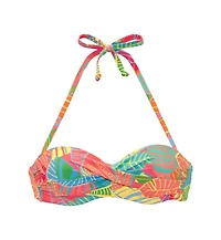 Lascana Women's Tropical Print Bandeau Bikini Swimsuit Top Bra Sizing