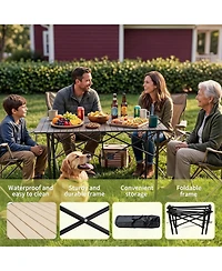 Portable Folding Aluminum Camping Table with X-Frame, Heat Resistant and Easy Clean