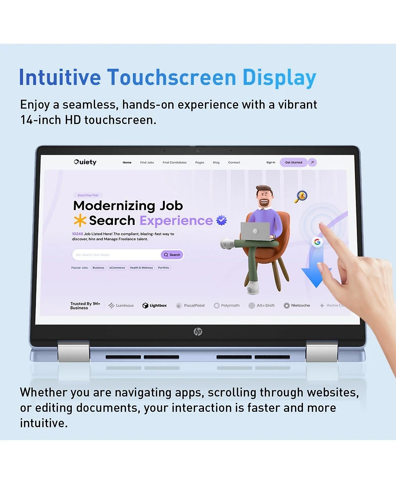 Hp Essential 14" Hd Touchscreen 2-in-1 Laptop, Intel N-Series N100, Intel Uhd Graphics, 4GB Ram, 64GB eMMC, Wi-Fi 6, Chrome Os, Blue